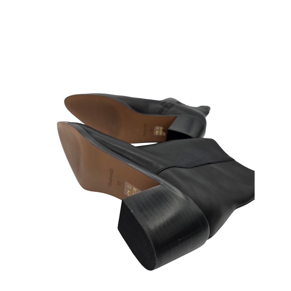 Madewell The Darcy Black Leather Pointed Toe Block Heel Ankle Boots Women sz 11 - Picture 8 of 11